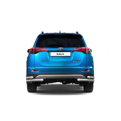 Защита заднего бампера двойная угловая 63/51мм (НПС) для Toyota Rav4 2016-